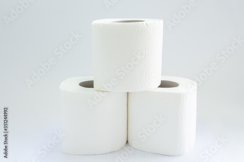 toilet paper rolls on a white background