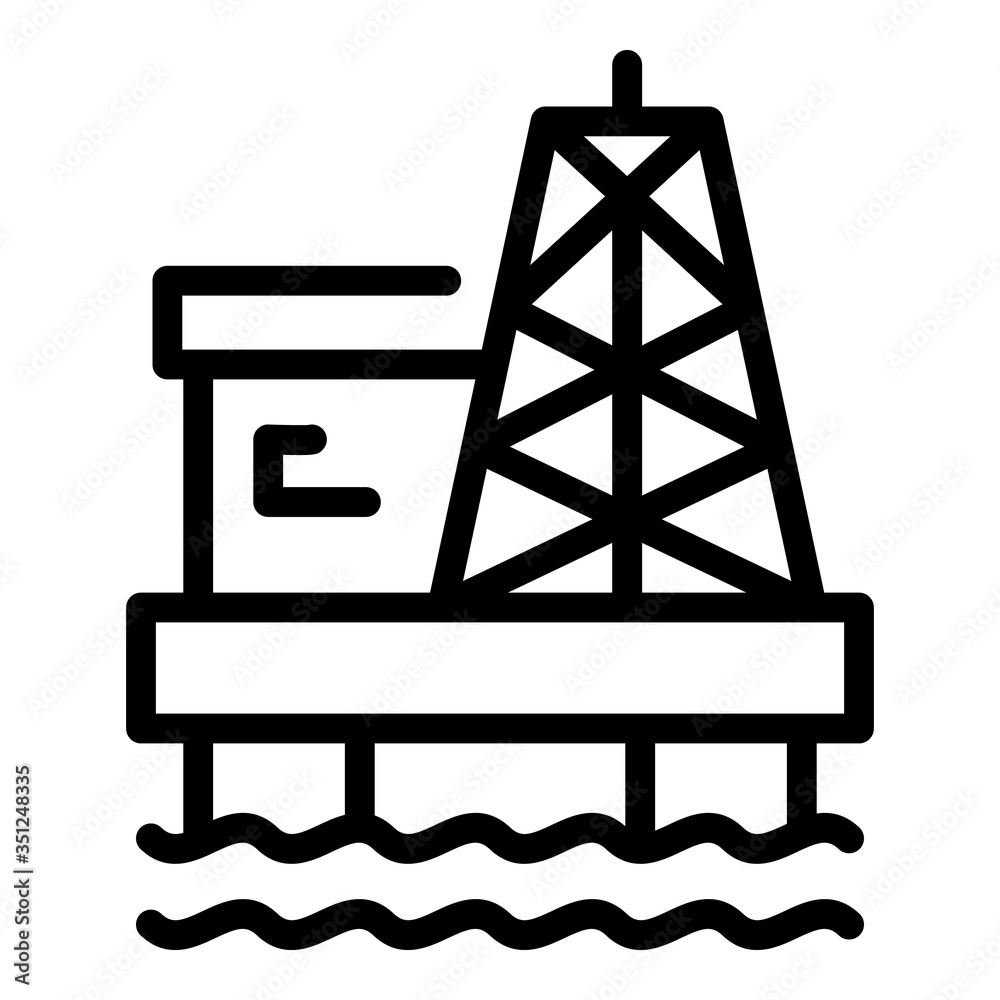 Sea petrol extract icon. Outline sea petrol extract vector icon for web design isolated on white background Sea petrol extract icon. Outline sea petrol extract vector icon for web design isolated on white background