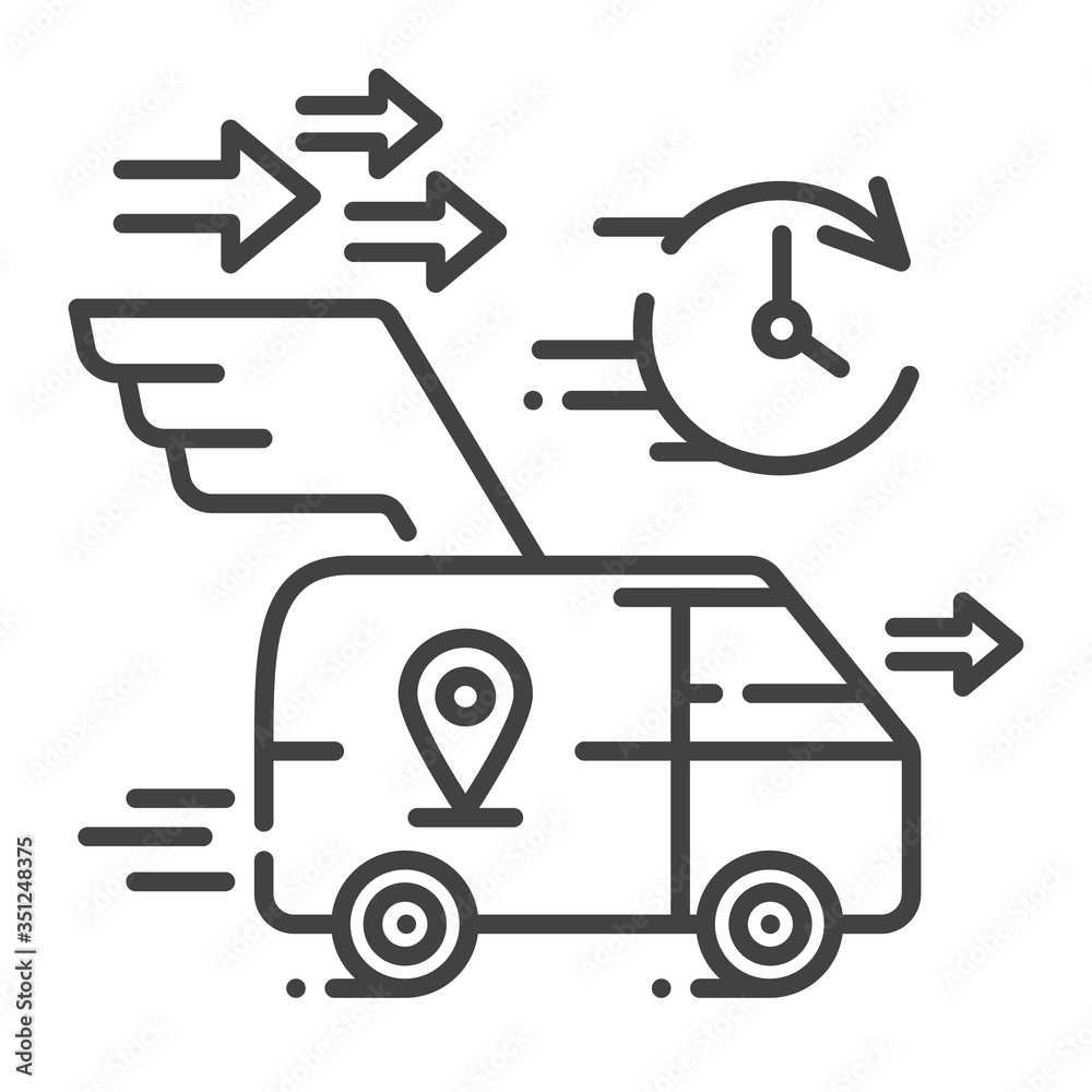 Fast delivery under the door black line icon. Freight transport sign. Express shipping. Sign for web page, app. UI UX GUI design element. Editable stroke Fast delivery under the door black line icon. Freight transport sign. Express shipping. Sign for web page, app. UI UX GUI design element. Editable stroke