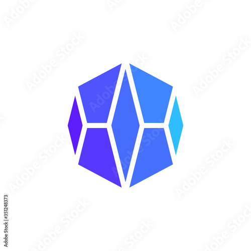 Blue Diamond Logo Design Template. Gem or Crystal Logo