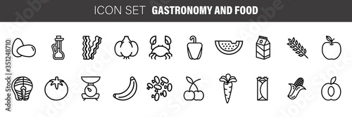 Wallpaper Mural Stroke line icons set of GASTRONOMY AND FOOD. Simple symbols for app development and website design. Vector outline isolated on a white background Torontodigital.ca