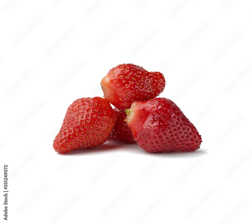 whole ripe red strawberries isolated on a white background whole ripe red strawberries isolated on a white background