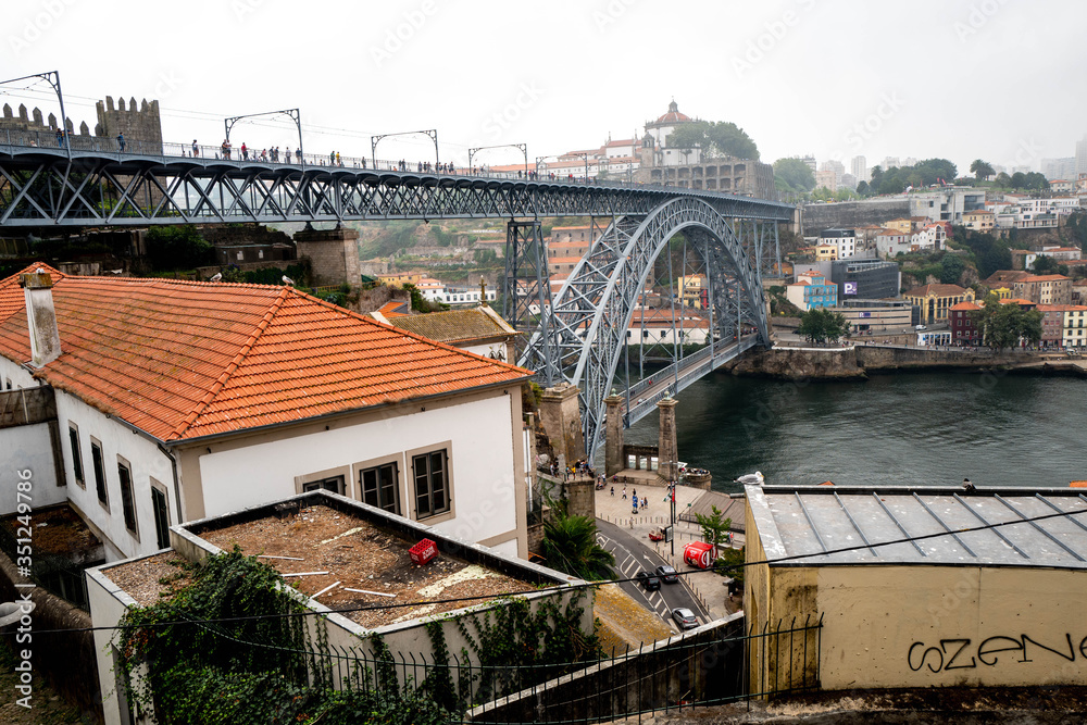 View from the Dom-Luis bridge in old Porto.