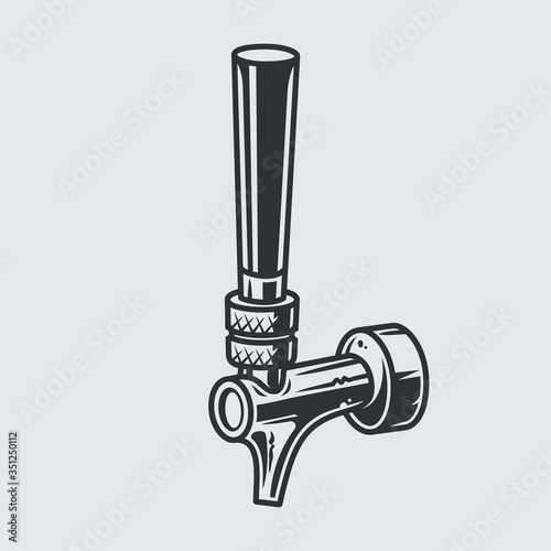 Sihluette of cold beer tap for pub menu or logo