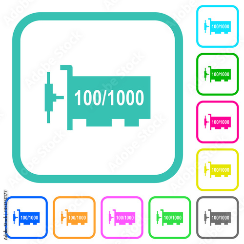 Gigabit ethernet network controller vivid colored flat icons