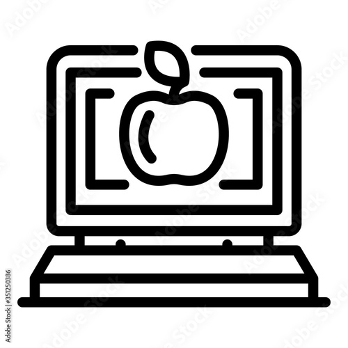 Computer foreign language study icon. Outline computer foreign language study vector icon for web design isolated on white background