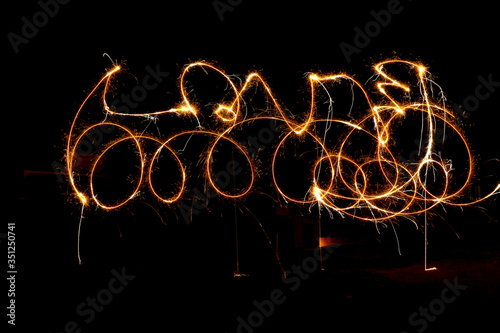 Light painting using long exposure photography