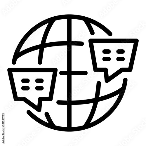 Global foreign language icon. Outline global foreign language vector icon for web design isolated on white background
