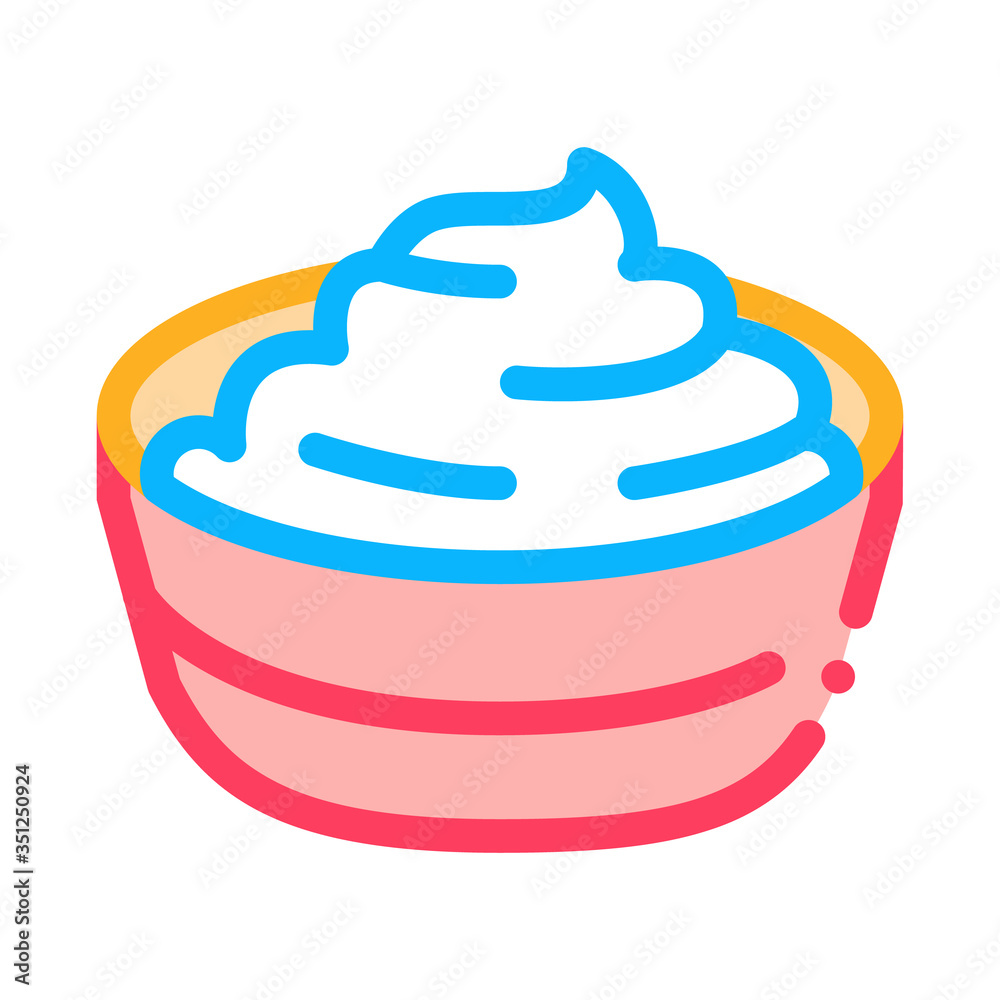 bowl of finished mayonnaise icon vector. bowl of finished mayonnaise sign. color symbol illustration