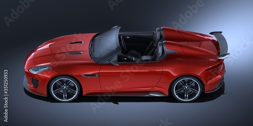3D rendering of a brand-less generic convertible concept car in studio environment