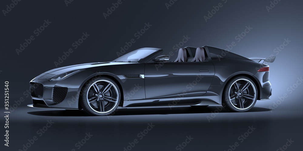 3D rendering of a brand-less generic 
convertible concept car in studio environment