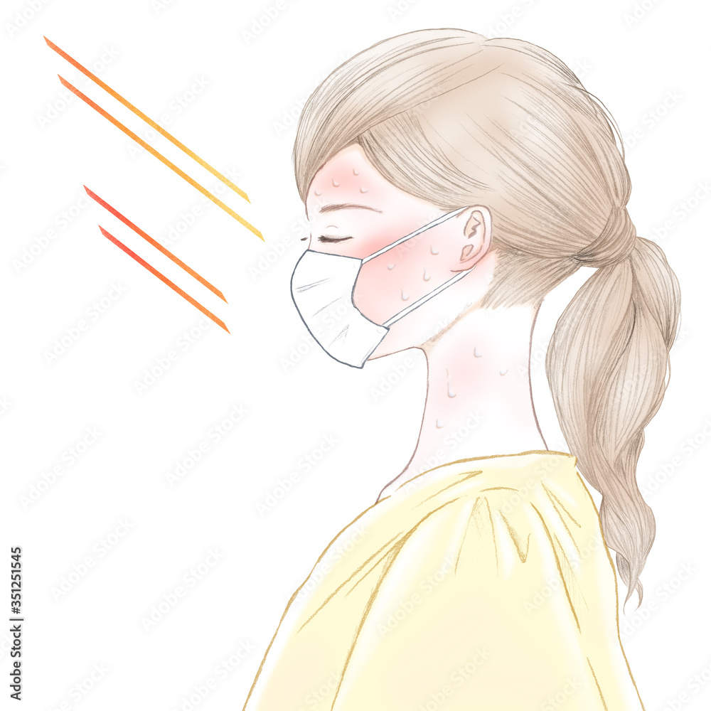 マスク熱中症と若い女性の横顔 Stock Illustration Adobe Stock マスク熱中症と若い女性の横顔 Stock Illustration Adobe Stock
