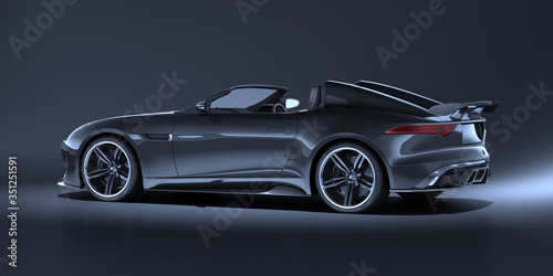 3D rendering of a brand-less generic  convertible concept car in studio environment
