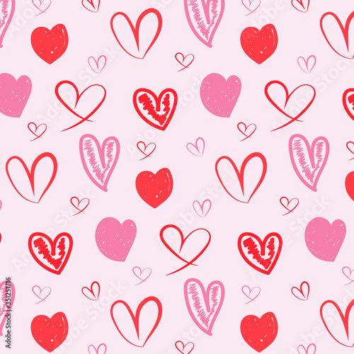 Pattern of vector illustrated heart icons