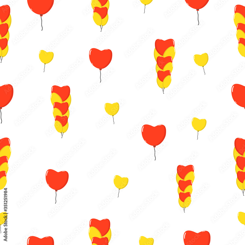 Colourful vector pattern with balloons. Flying Hearts .