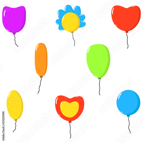 Set of colourful vector balloons. On white background.