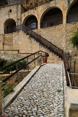 walkway and bridge in Holy Monastery of Agios Neophytos  Cyprus