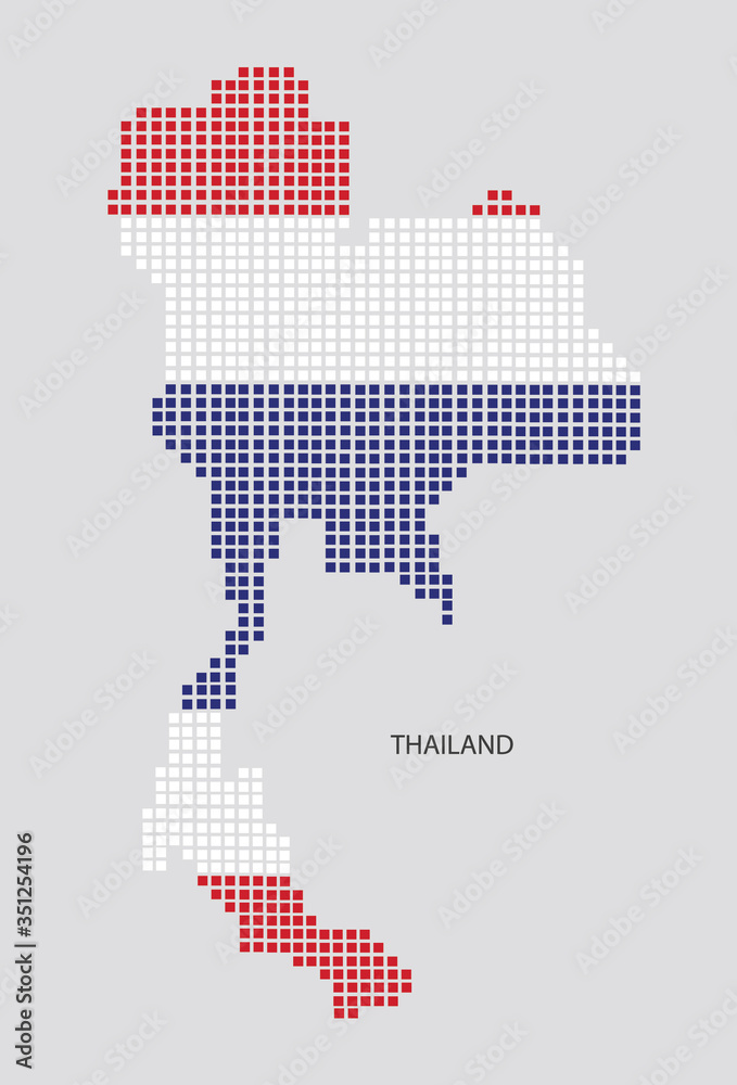 Obraz premium Thai map design flag Thai square, white background.
