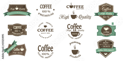 Coffee logos,vintage Coffee labels , retro emblems, set for design