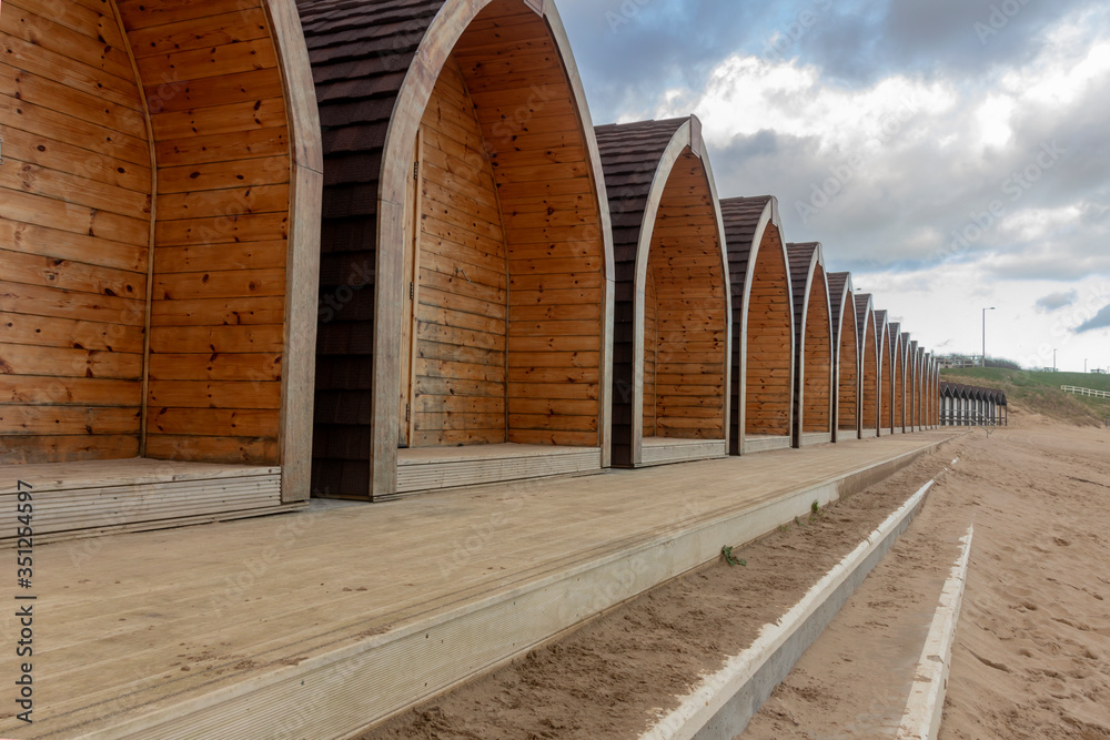 Wooden huts along the beach