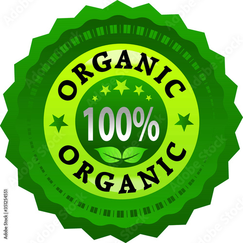 Green rubber stamp with text 100 percent Organic natural product with stars isolated on white background - Vector illustration.
