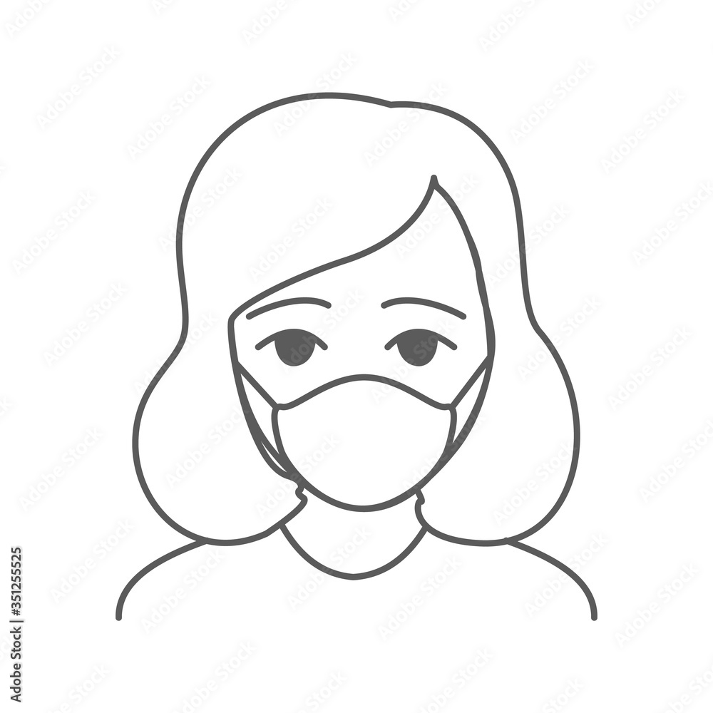 Woman wearing facial protective mask. Premium design.
