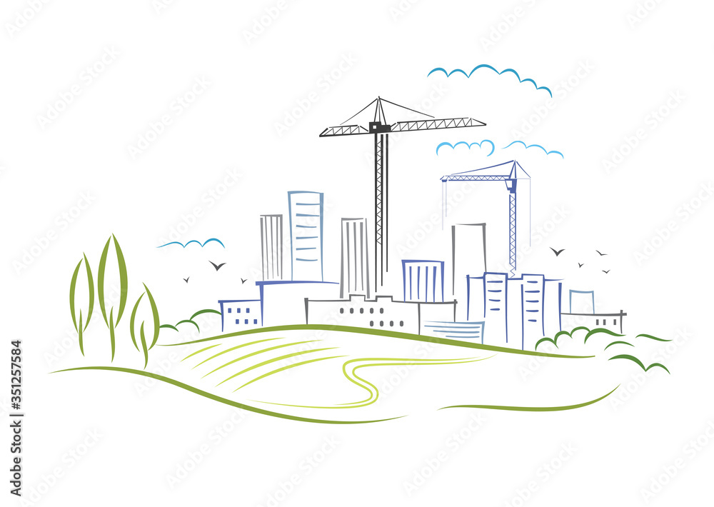 Abstract illustration of the city development Abstract illustration of the city development