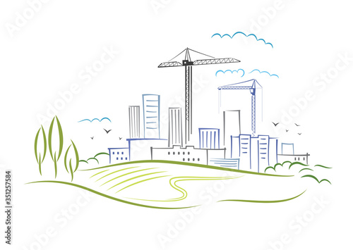 Abstract illustration of the city development
