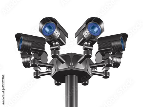 eight security cameras on w...