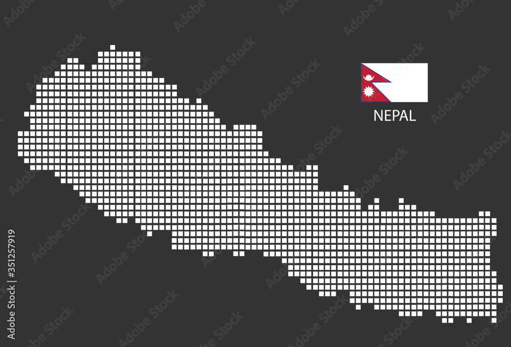 Obraz premium Nepal map design white square, black background with flag Nepal.