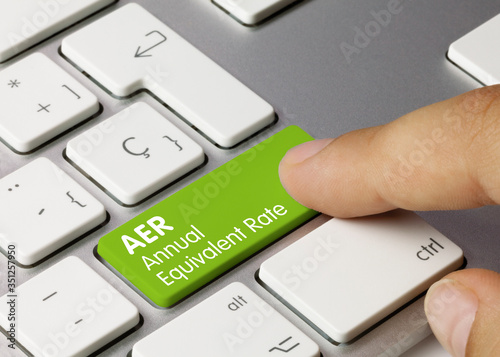 AER Annual equivalent rate - Inscription on Green Keyboard Key.