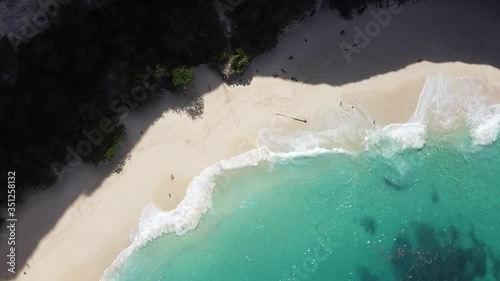 Beach as a background from top view. Turquoise water background from top view. Summer seascape from air. Bali island, Indonesia. Travel