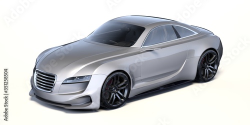 3D rendering of a brand-less generic concept car in studio environment