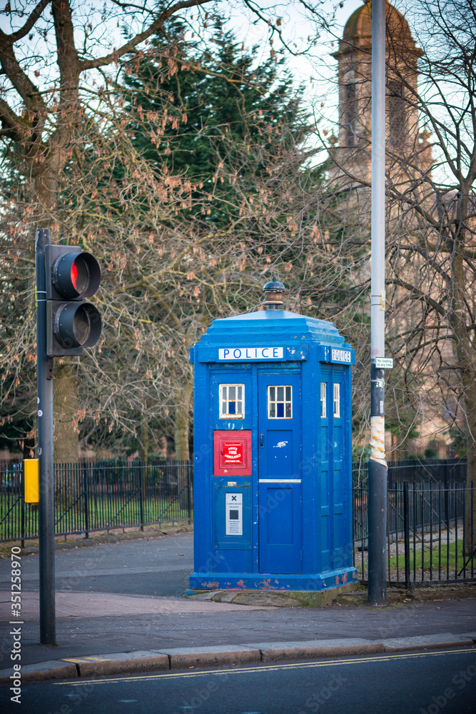 Small blue Police Station in Glasgow Scotland Small blue Police Station in Glasgow Scotland