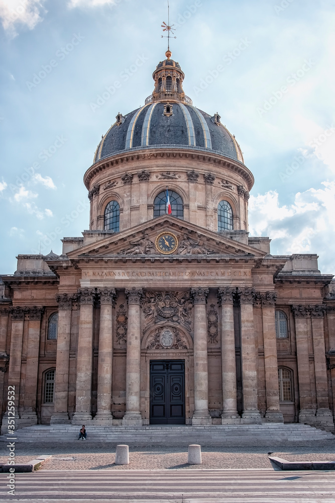 The facade of the Institut de France in Paris