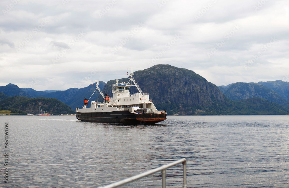 ferryboat in mountain lake
