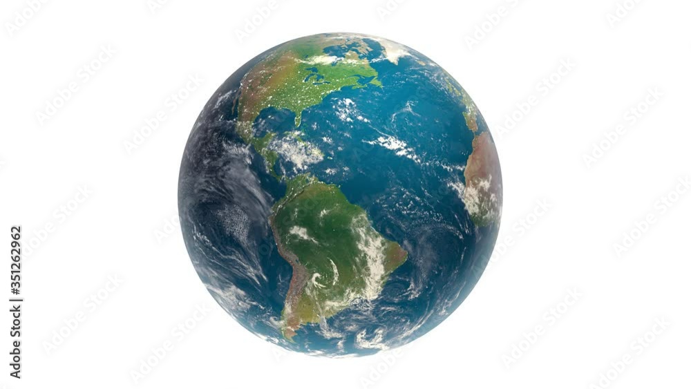 Earth from Space Isolated on White. Seamless Loop 3D Animation. HD and 4K High Definition. Parts of the Image Provided by NASA. Earth from Space Isolated on White. Seamless Loop 3D Animation. HD and 4K High Definition. Parts of the Image Provided by NASA.
