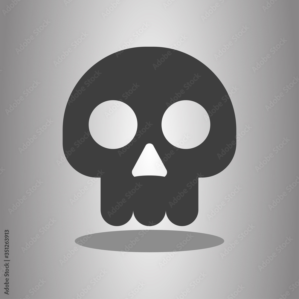 Skull simple icon with shadow. Flat desing Skull simple icon with shadow. Flat desing