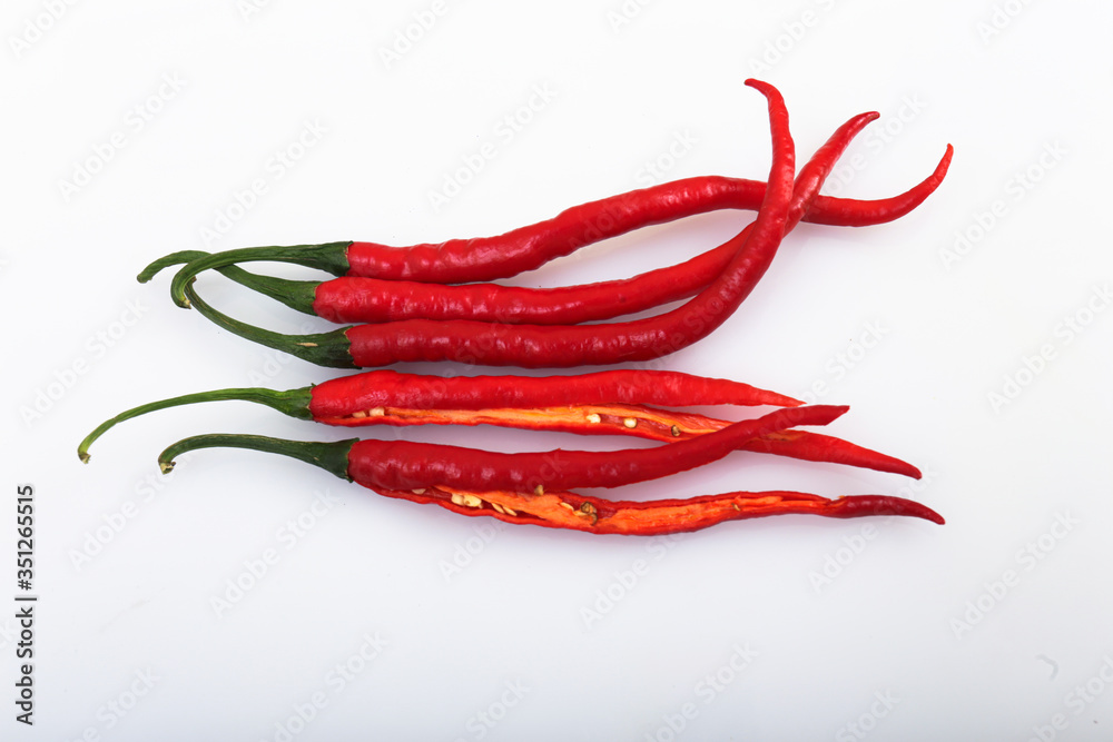 hot red chili, isolated white background hot red chili, isolated white background