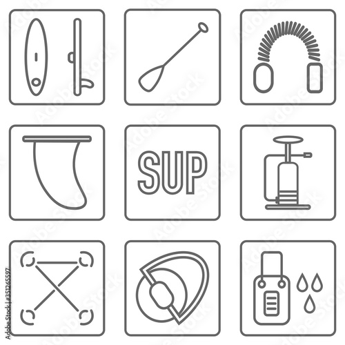 set icons sup surfing vector graphics