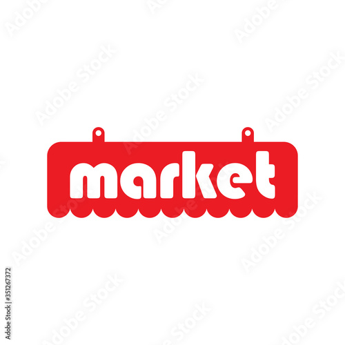 Market awning and inscription, vector icon