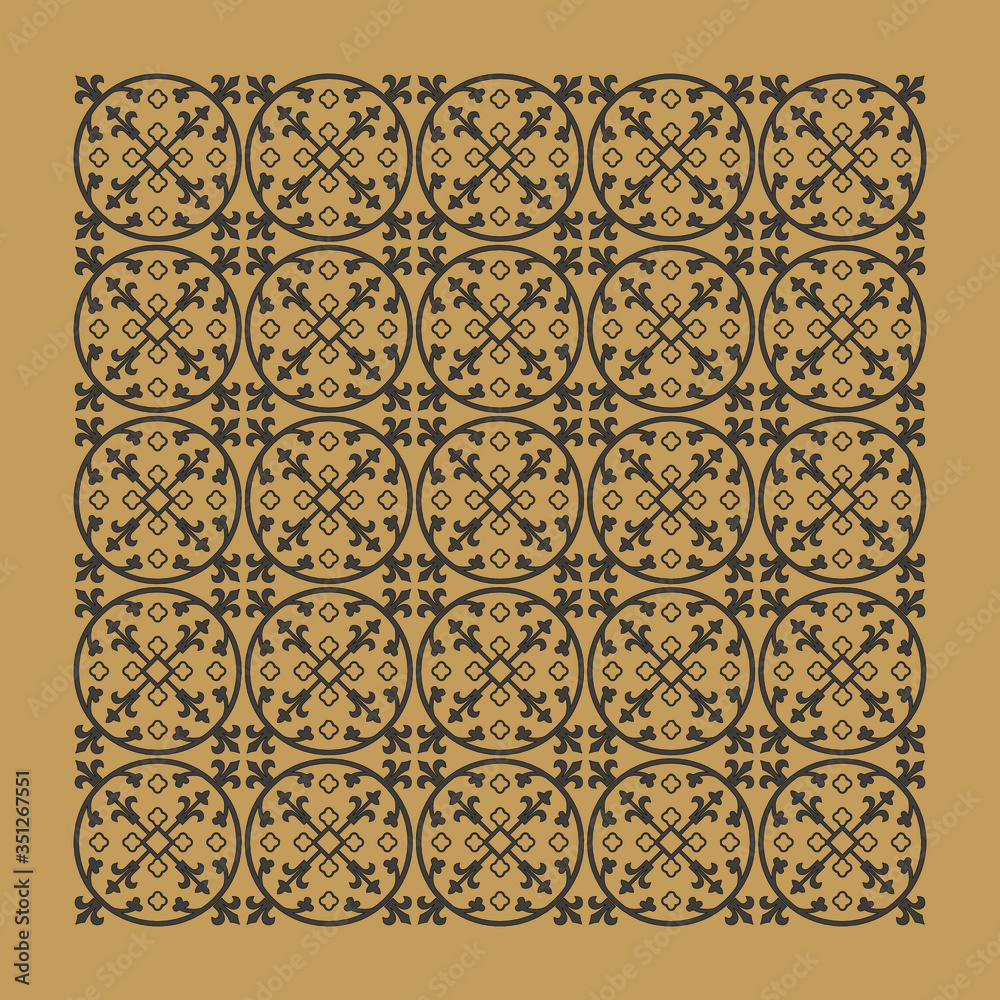 Gothic seamless pattern. Geometrical royal elements in a medieval style. Ornament for a tiles and mosaics.