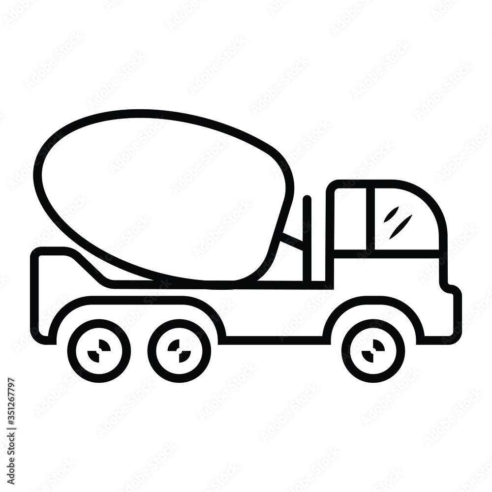Cement truck mixer icon vector