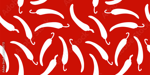 Hot chili peppers, seamless texture on a white background
