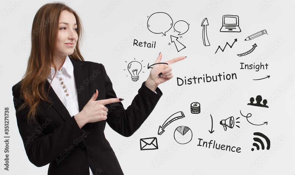 Business, technology, internet and network concept. Young businessman thinks over ideas to become successful: Distribution Business, technology, internet and network concept. Young businessman thinks over ideas to become successful: Distribution