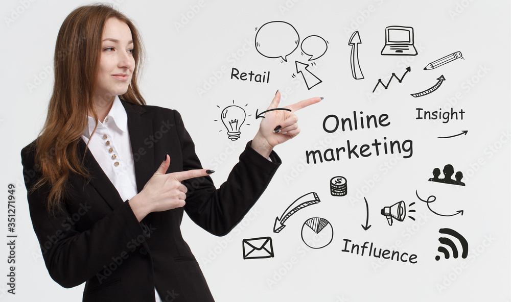 Business, technology, internet and network concept. Young businessman thinks over ideas to become successful: Online marketing Business, technology, internet and network concept. Young businessman thinks over ideas to become successful: Online marketing