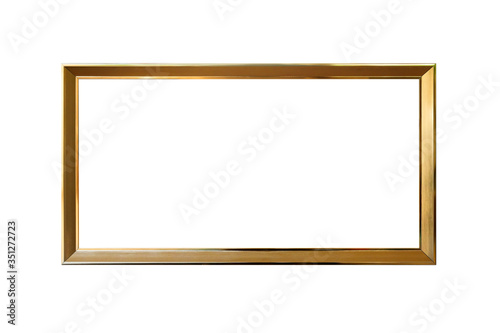 Gold frame on white background