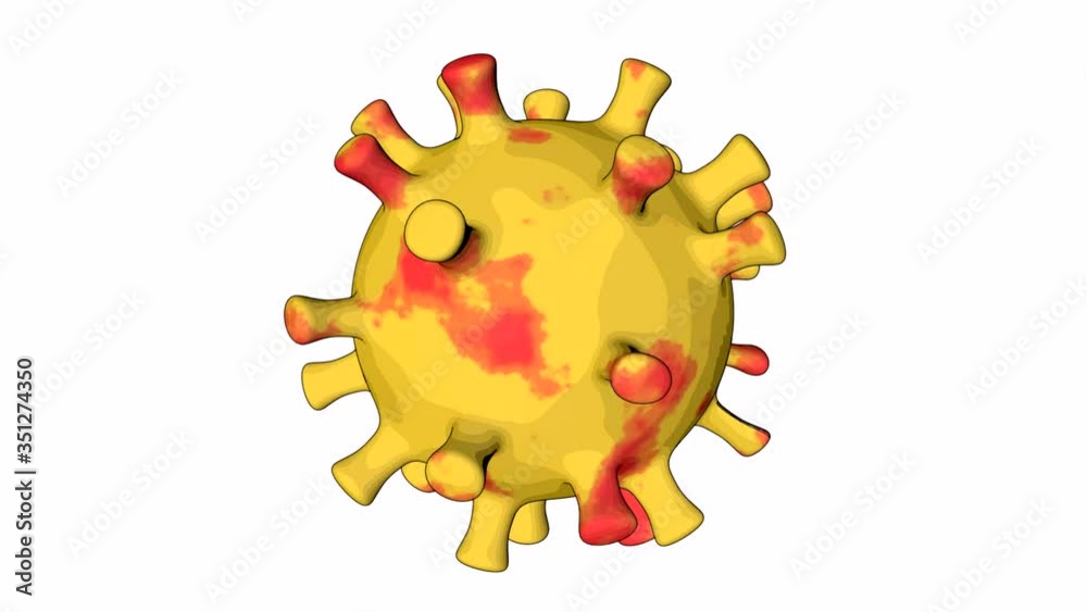Coronavirus (COVID-19) medical animation. The virus rotates and moves towards the screen. On white background. Coronavirus (COVID-19) medical animation. The virus rotates and moves towards the screen. On white background.