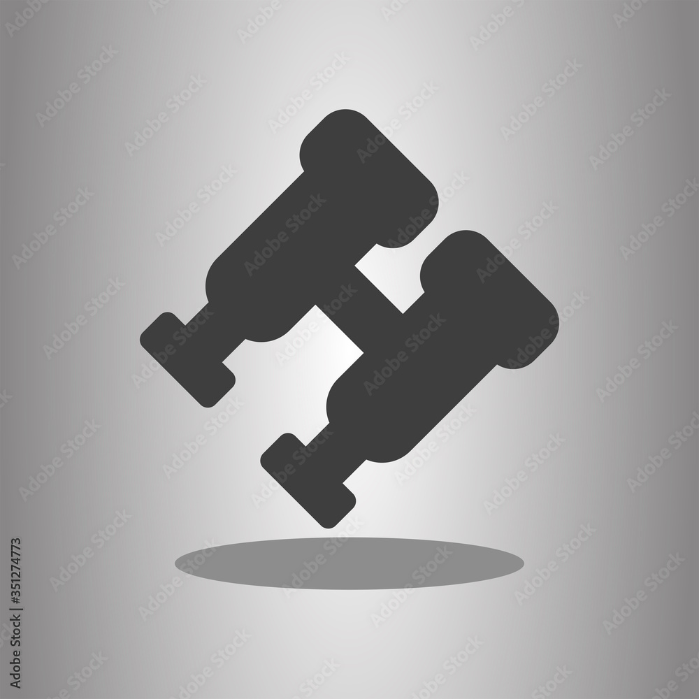 Binoculars simple icon with shadow. Flat desing