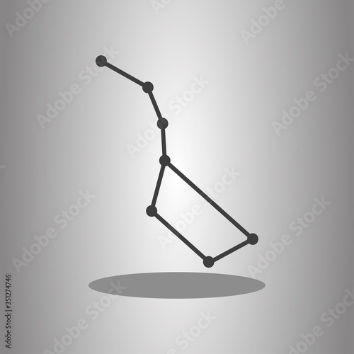 Big Dipper simple icon with shadow. Flat desing